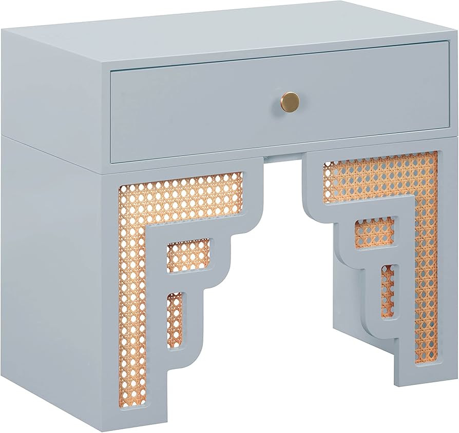 Tov Furniture Suzie Pastel Blue & Rattan Nightstand | Amazon (US)