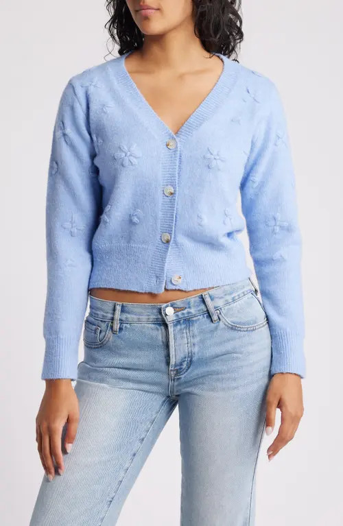 All in Favor Embroidered Flower Cardigan in Blue at Nordstrom, Size Small | Nordstrom