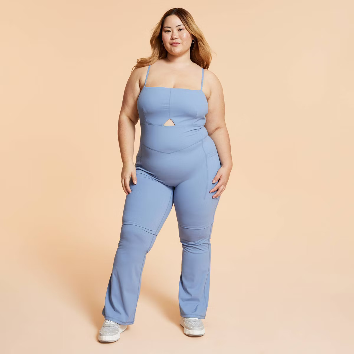 Blogilates Women's Peekaboo Flare Active Jumpsuit - Steel Blue S | Target