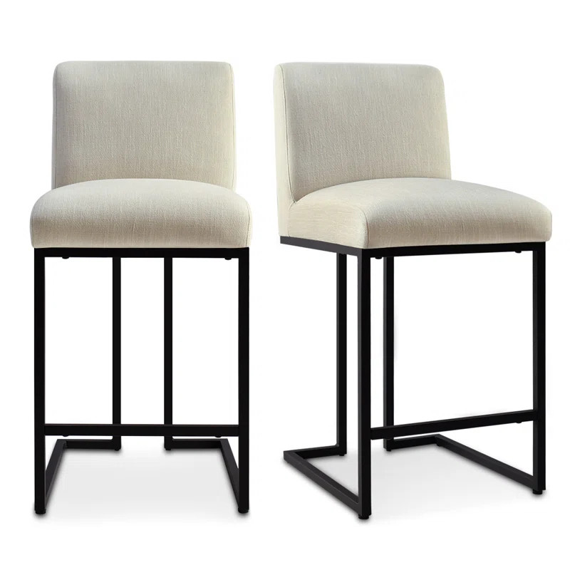 Sylva Upholstered 25'' Counter Stool with Metal Frame (Set of 2) | Wayfair North America