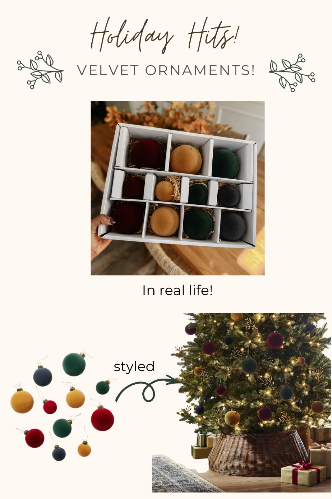 Velvet ornaments, flocked ornaments, studio McGee for target 

#LTKHoliday #LTKhome