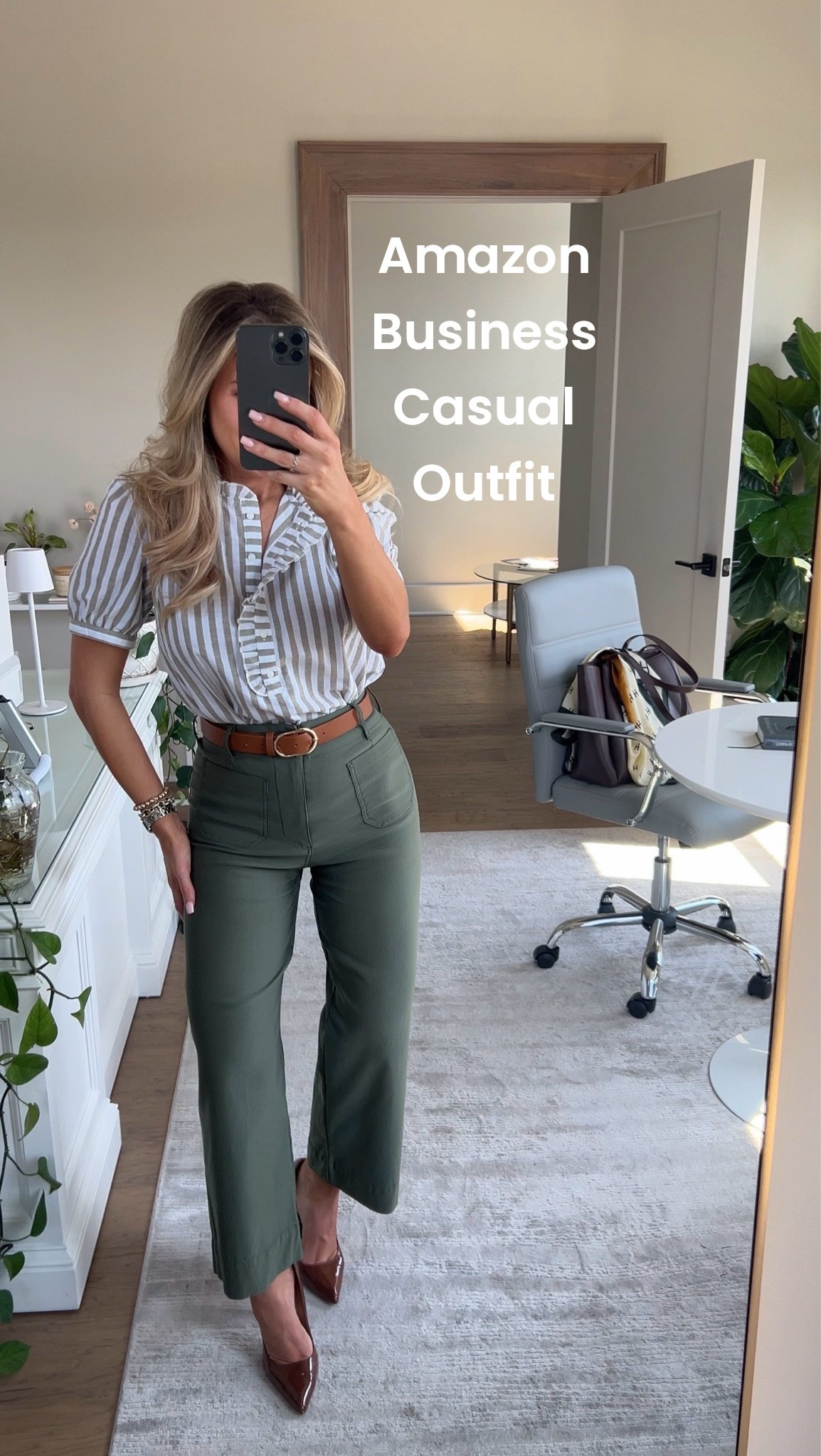 An early fall business casual outfit all from Amazon! 

I’m LOVING the olive green tones for fall! 

These pants are perfect after you wash them: wearing size 26! 

Small in top! 

#businedscasual #officeoutfits #workwear #fallworkwear #amazonoutfits

#LTKootd #LTKWorkwear