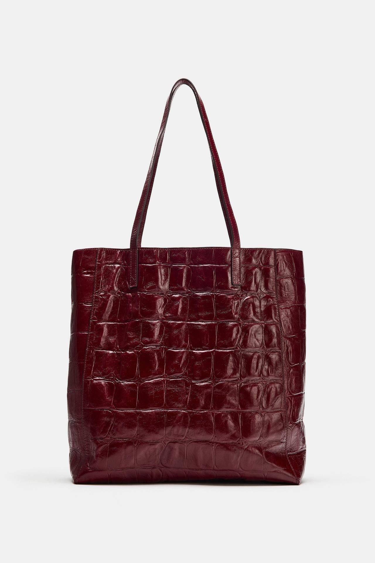 Zara - Leather Print Shopper Bag - Black - One Size Only - Woman | Zara UK