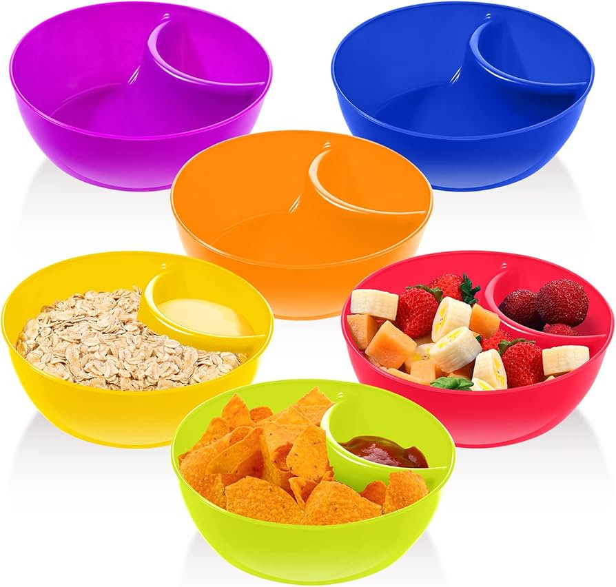Weewooday Snack and Dip Bowls, Chips Serving Bowls Anti Soggy Divided Bowl plastic Stackable Dish... | Amazon (US)
