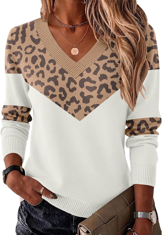 Zeagoo Womens V Neck Sweaters Long Sleeve Tops Lightweight Fall Clothes | Amazon (US)