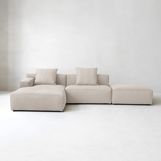 Acanva Luxury Modern Modular L-Shape Sectional Sofa Set, 3 Seat Upholstered Couch with Chaise Lou... | Amazon (US)