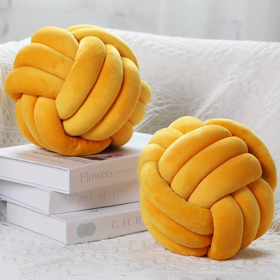 2 Pieces Plush Knot Ball Pillows Decorative Round Throw Knotted Pillows Aesthetic Stuffed Pillows... | Amazon (US)