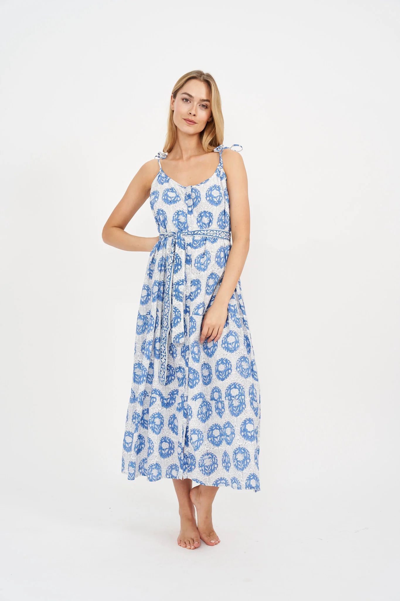 Siesta Dress - Blue White Multi | Marea