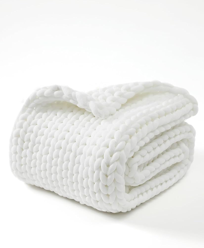 YnM Chunky Throw Blanket, Medium-Weight, Hand Knitted, Skin Friendly, Ventilated and Breathable, ... | Amazon (US)