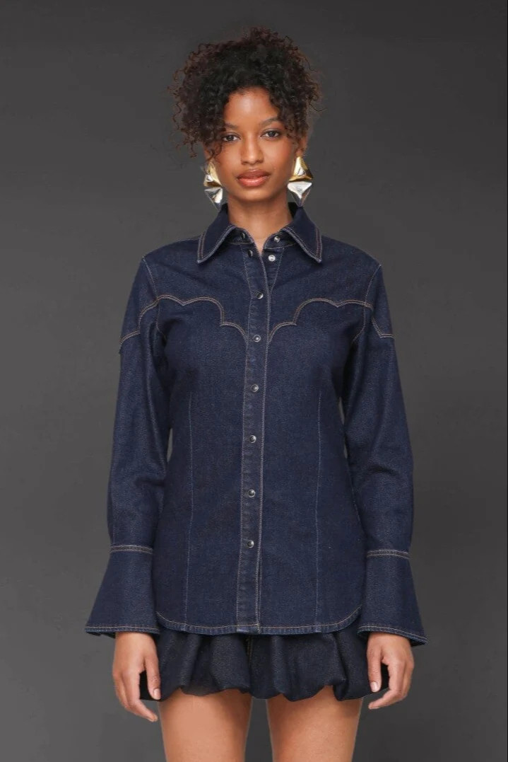 Western Denim Tailored Shirt | Avec Les Filles