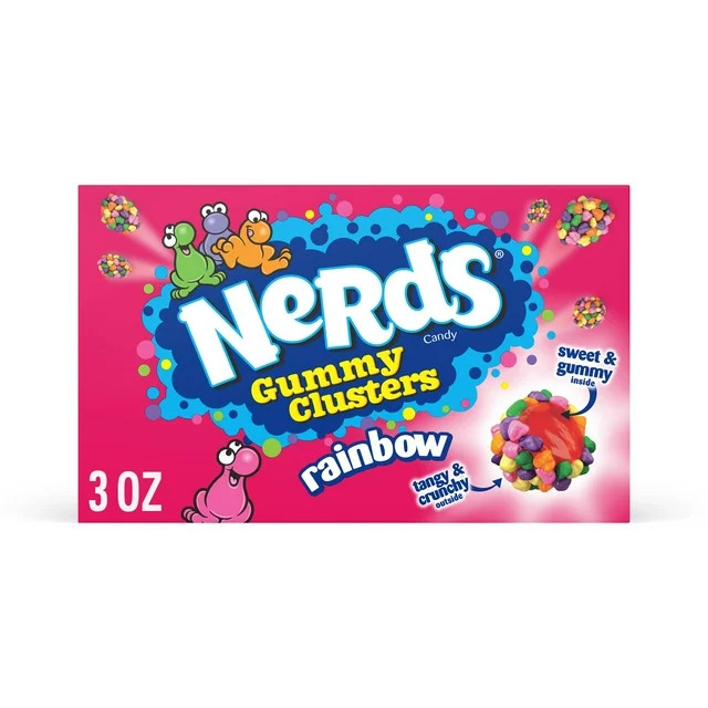 NERDS Gummy Clusters, Candy, Rainbow, Crunchy and Gummy, 3 oz | Walmart (US)