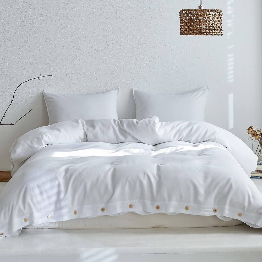 BISELINA Linen Lyocell Duvet Cover Set 3 Pieces 20% Natural Flax 80% Lyocell Blend Solid Color So... | Amazon (US)