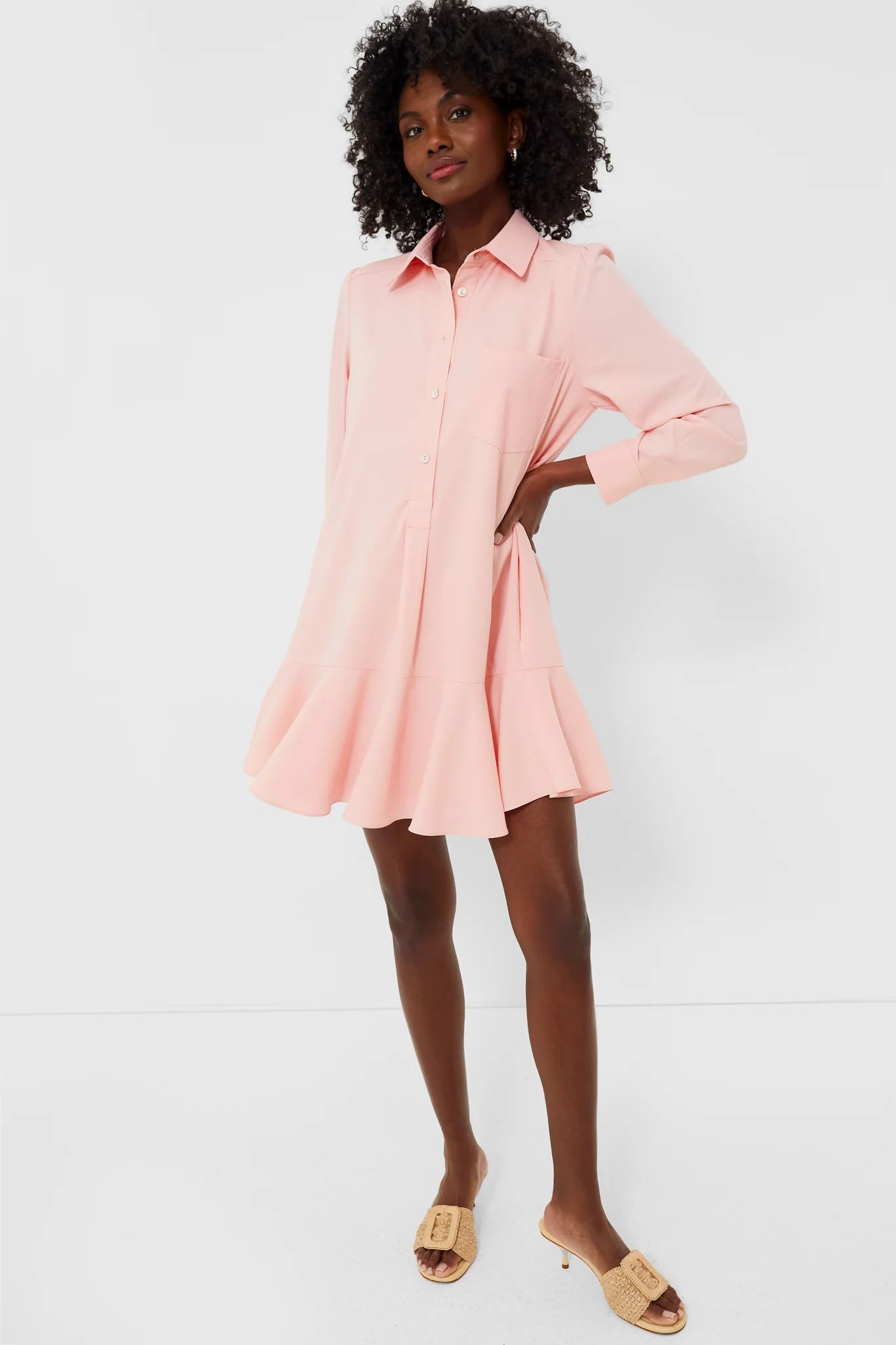 Bermuda Powder Pink Crepe Callahan Shirt Dress | Tuckernuck (US)