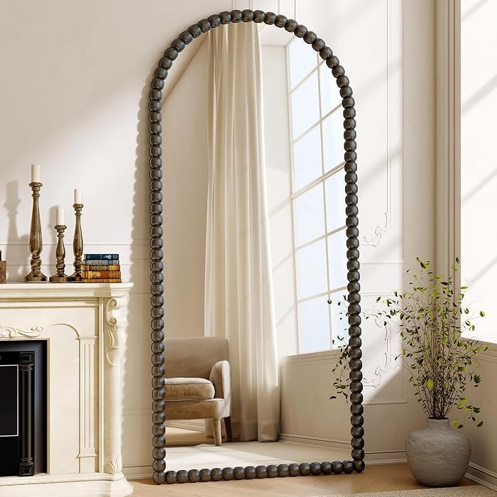34"x76" Antique Arched Full Length Mirror, Vintage Beaded Decorative Floor Full Body Dressing Mir... | Amazon (US)