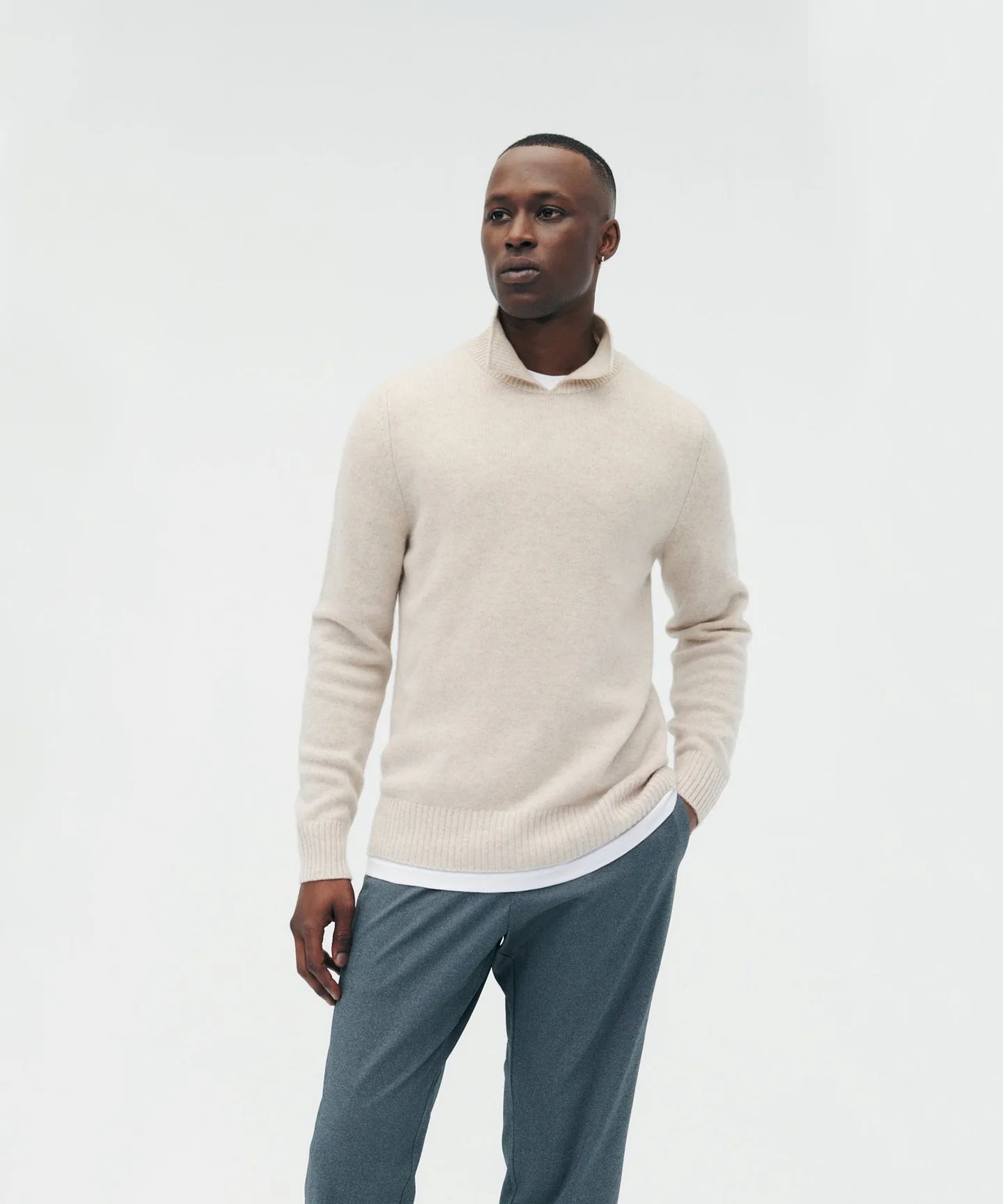 Luxe Cashmere Collared Crewneck Sweater | NAADAM