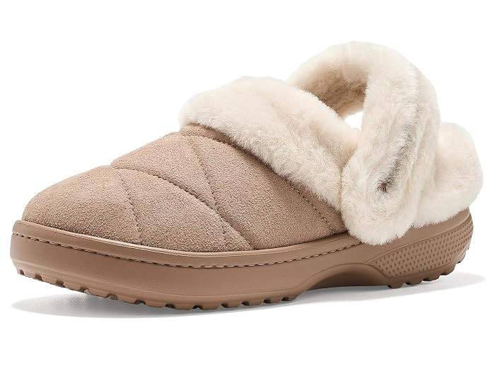 Crocs Classic Unfurgettable Lined Quilted Clogs, Fuzzy Slippers Clog/Mule Shoes Sepia Quilted Suede: Men's 5 - Women's 7 Medium | Zappos.com