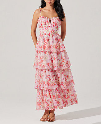 ASTR the Label Women's Vonessa Ruffled Tiered Maxi Dress - Macy's | Macy's