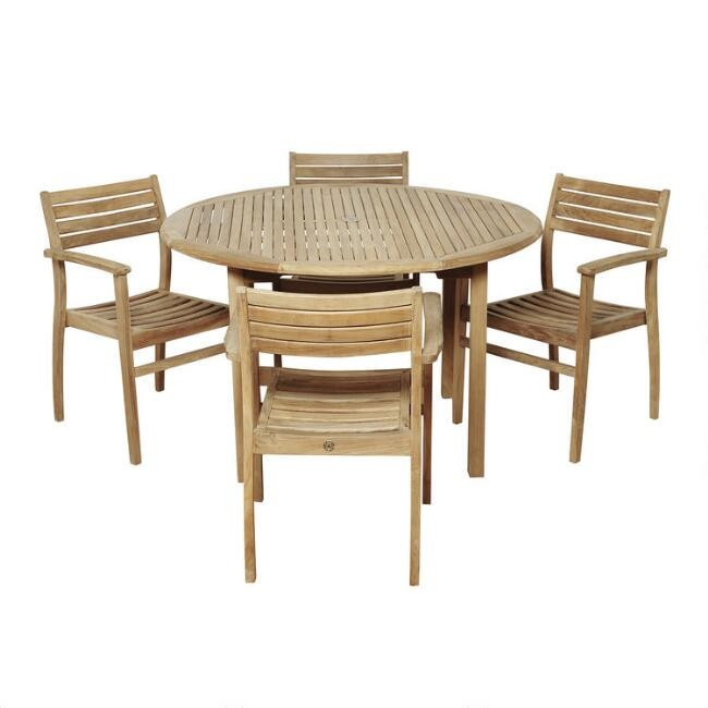 Round Teak Windsong Outdoor Dining Collection | World Market
