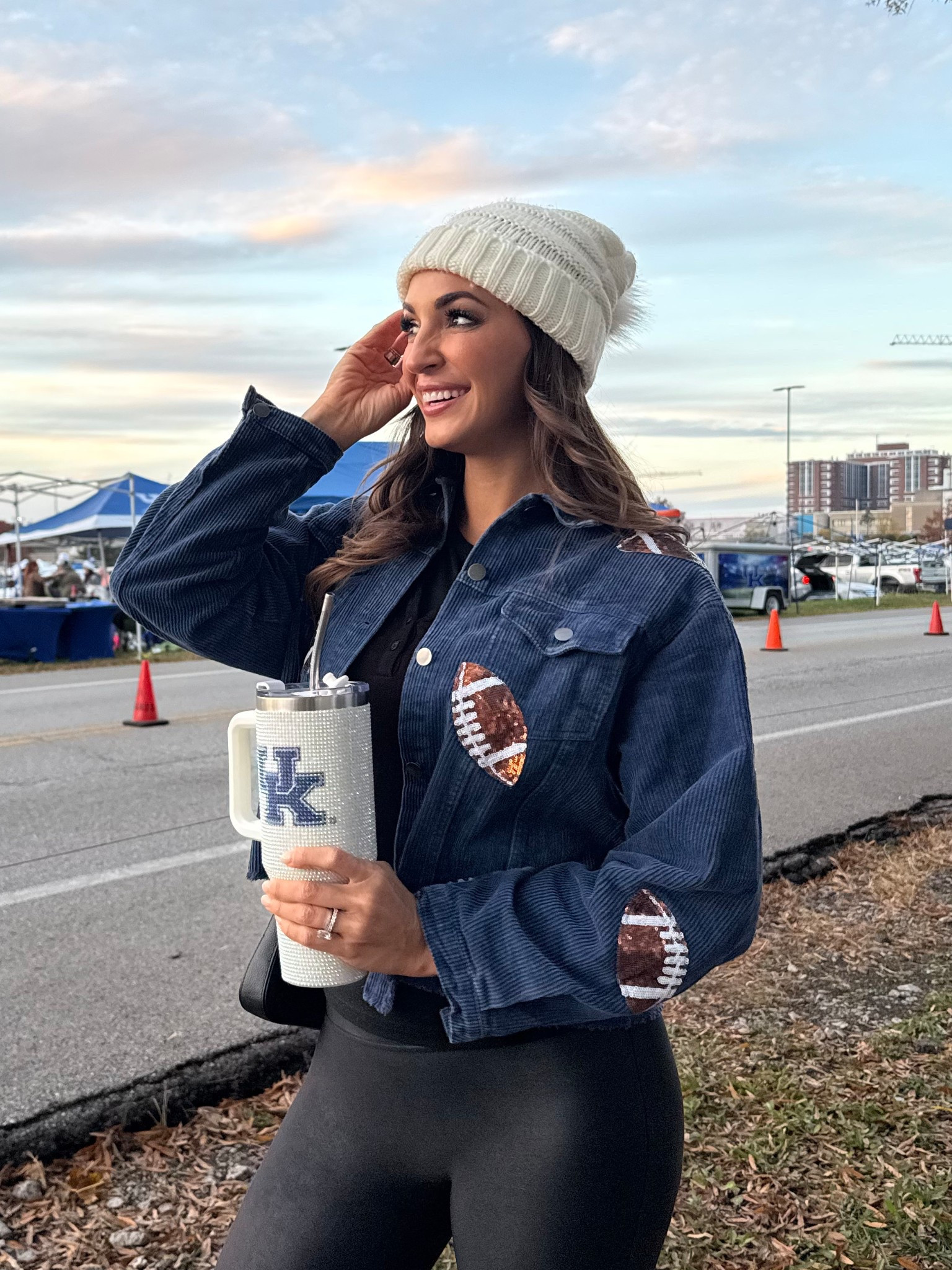 Game day outfit with sequin football jacket ! #gamedayfashion #amazonfashion 