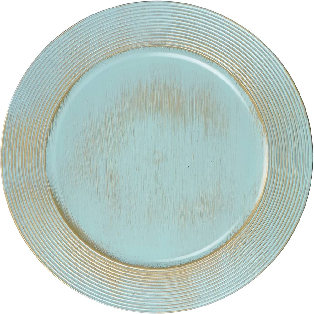 13" Round Charger Plates, 6 pack Ring Pattern Plastic Chargers for Dinner Plates, Vintage Charger... | Amazon (US)