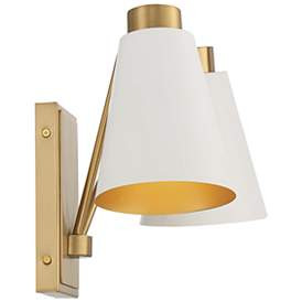 Savoy House Meridian 17.5" Wide White & Natural Brass 2-Light Wall | Lamps Plus