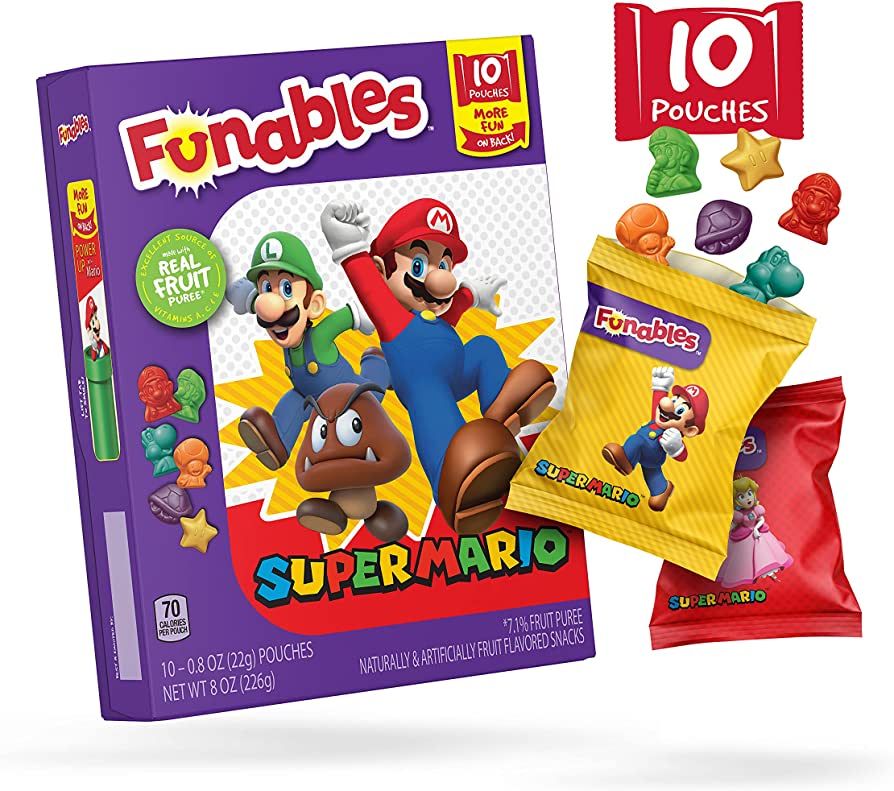 Funables Fruit Snacks, Super Mario Shaped Fruit Flavored Snacks, Pack of 10 0.8 ounce Pouches | Amazon (US)