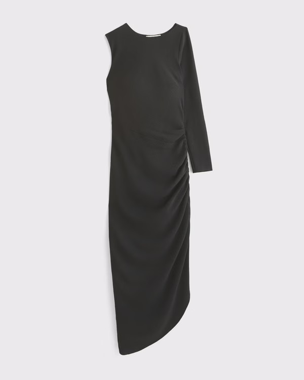 One-Sleeve Draped Midi Dress | Abercrombie & Fitch (US)