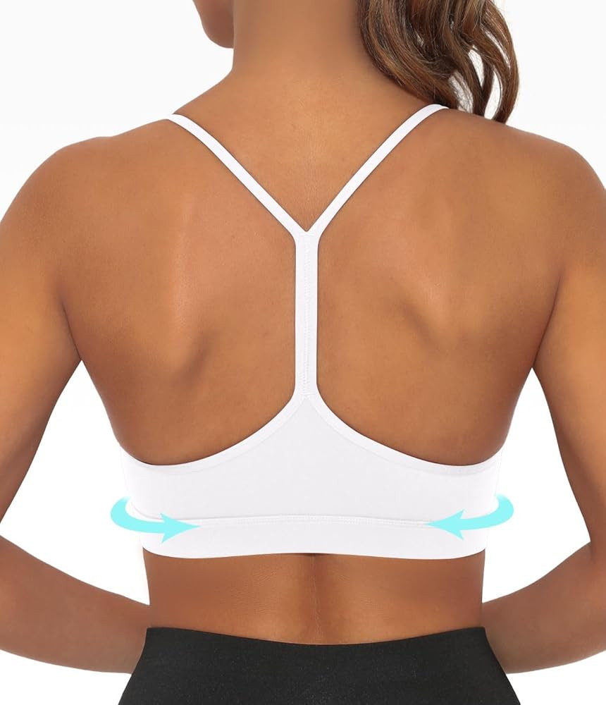 Y Back Sports Bra for Women Low Impact Racerback Workout Bras Sexy Spaghetti Thin Straps Yoga Bra... | Amazon (US)