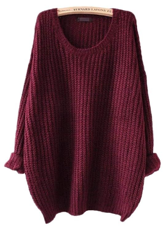 ARJOSA Women's Fashion Oversized Knitted Crewneck Casual Pullovers Sweater | Amazon (US)