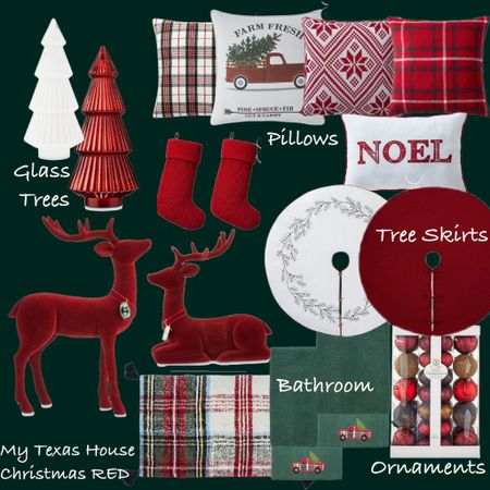 My Texas House Christmas Red! Classic Christmas decor. Walmart glass tree stocking tree skirt plaid throw pillows Noel velvet ornaments rug mat 

#LTKHoliday #LTKfindsunder50 #LTKhome