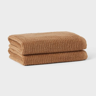 2pk Quick Dry Ribbed Bath Towel Set Light Brown - Threshold™ | Target
