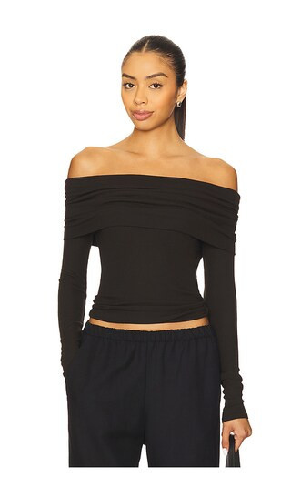 Enza Costa Off Shoulder Top in Chocolate. - size XS | Revolve Clothing (Global)