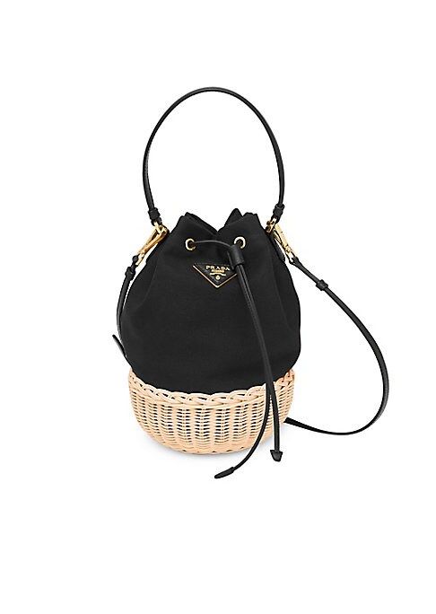 Prada Women's Basket & Canapa Bucket Bag - Black | Saks Fifth Avenue