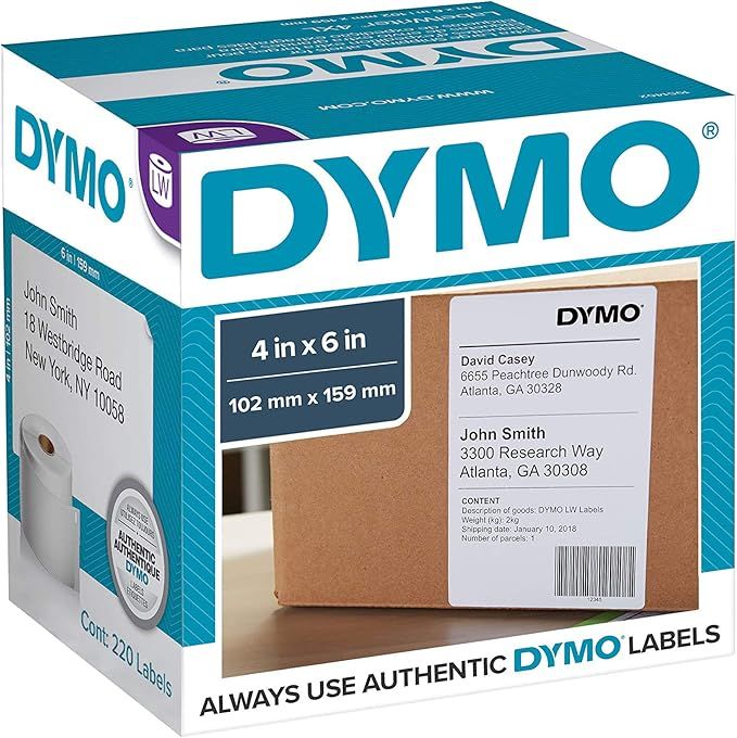 DYMO LabelWriter Shipping - Shipping Labels - Black on White - 4 in x 6 in - 220 Label(s) | Amazon (US)