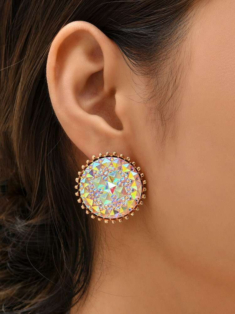 Rhinestone Decor Round Design Earrings | SHEIN