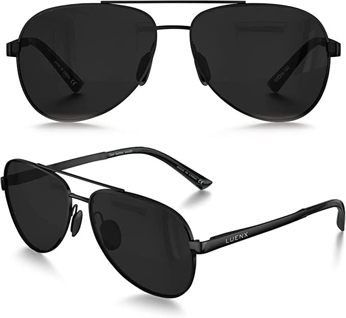 LUENX Aviator Sunglasses for Men Women-Polarized Driving UV 400 Protection 60 MM | Amazon (US)