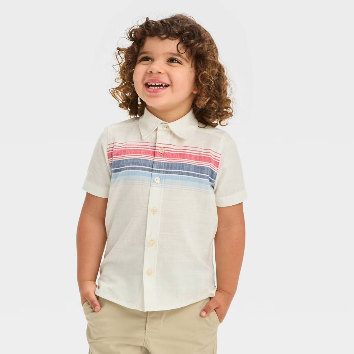 OshKosh B'gosh Toddler Boys' Chest Striped Woven Shirt - Red | Target
