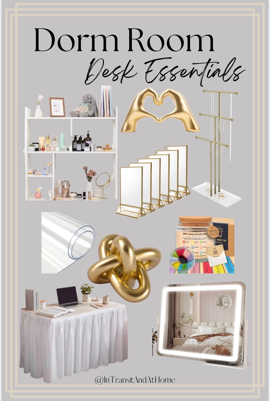 Dorm Room Desk Essentials for College Students
•
deli Desktop Shelf, Desk Hutch with 5 Shelves for Computer Desk, Desktop 3-Tier Display Rack, Multipurpose Wood Desktop Bookshelf Storage Organizer for Dorm Office Home, White
Deep Dream 1.5mm Clear Desk Cover Protector, 14×24 Inch Clear Desk Cover, Rectangular Vinyl Desk Pad, PVC Plastic Table Cover for Office, Dresser, Night Stand, Computer & Writing Desk Tabletop
Frienda 7.3 ft x 30 in Dorm Table Skirt for Rectangle Tables Teacher Desk Skirt White Ruffle Table Skirts with Adhesive Strip for Dorm Classroom Office Wedding Party Decor (d24 x W42 Skirts H30 Inch)
Frienda 7.3 ft x 30 in Dorm Table Skirt for Rectangle Tables Teacher Desk Skirt White Ruffle Table Skirts with Adhesive Strip for Dorm Classroom Office Wedding Party Decor (d24 x W42 Skirts H30 Inch)
ROLOVE Large Vanity Mirror with Lights, 22"x17" Lighted Makeup Mirror for Desk, 3 Color Dimmable LED Lights, Smart Touch Control & 360° Rotation Tabletop Dresser Mirror (White)
Umbra Trigem Hanging Jewelry Organizer Tiered Tabletop Free Standing Necklace Holder Display, White/Gold
NIUBEE 6Pack 4 x 6 Clear Acrylic Sign Holder with Gold Borders and Vertical Stand, Double Sided Table Menu Holders Picture Frames for Wedding Table Numbers, Restaurant Signs, Photos and Art Display
Small Heart Hands Sculpture Decor for Living Room Bedroom Bookshelf Coffe Table and Office Display, Love Finger Statue Modern Aesthetic Home Decor, Unique Gift for Wedding Christmas Birthday (Gold)
Golden Knot Statue, Three Knot Sculpture Home Decor Accents, Knot Sculptures and Statues for Rustic Coffee Table Living Room Dining Table Entryway Entrance Shelf Small Decorations and Accessories
126 Bible Verse Jar, Bible Verses in a Jar Handmade, Christian Gifts for Women, Religious Graduation Gifts For Her, Gift For Mom, Christian for Dad and Mom
•
#dorm #dormdesk #deskessentials #dormroomessentials #dormstyle #collegedorm #collegestudent #giftsforcollegestudent #collegebound #deskdecor

#LTKU #LTKmomlife #LTKKids
