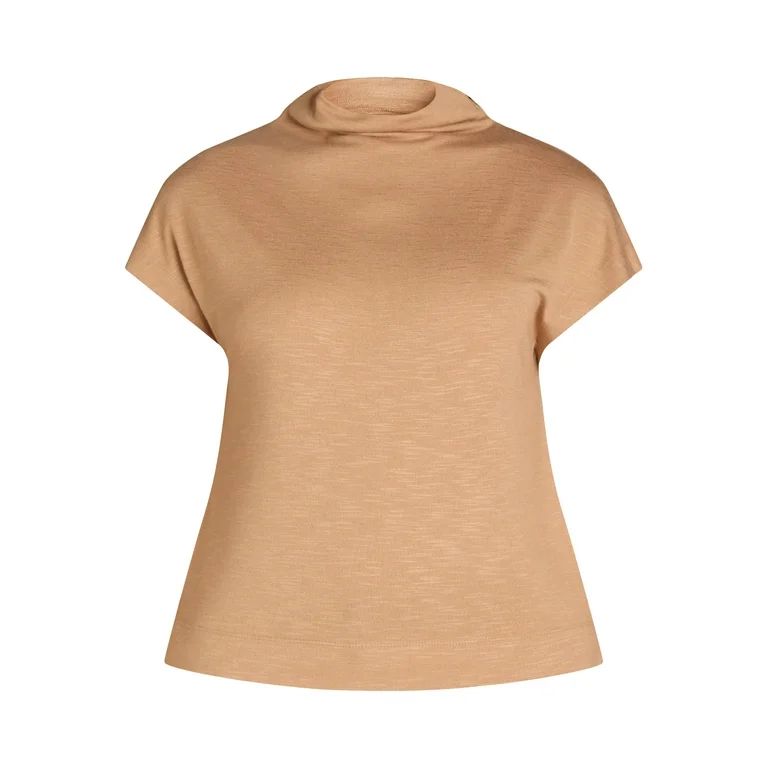 Time and Tru Women's Mock Neck Hacci Knit Tee, Sizes XS-XXXL - Walmart.com | Walmart (US)