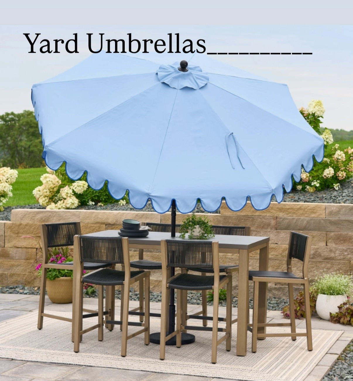 I love my light blue yard umbrella. So darling for Summer fun!  Perfect for outdoor decor and entertaining 
#summer #outdoors #entertaining  

#LTKHome #LTKParties #LTKSeasonal