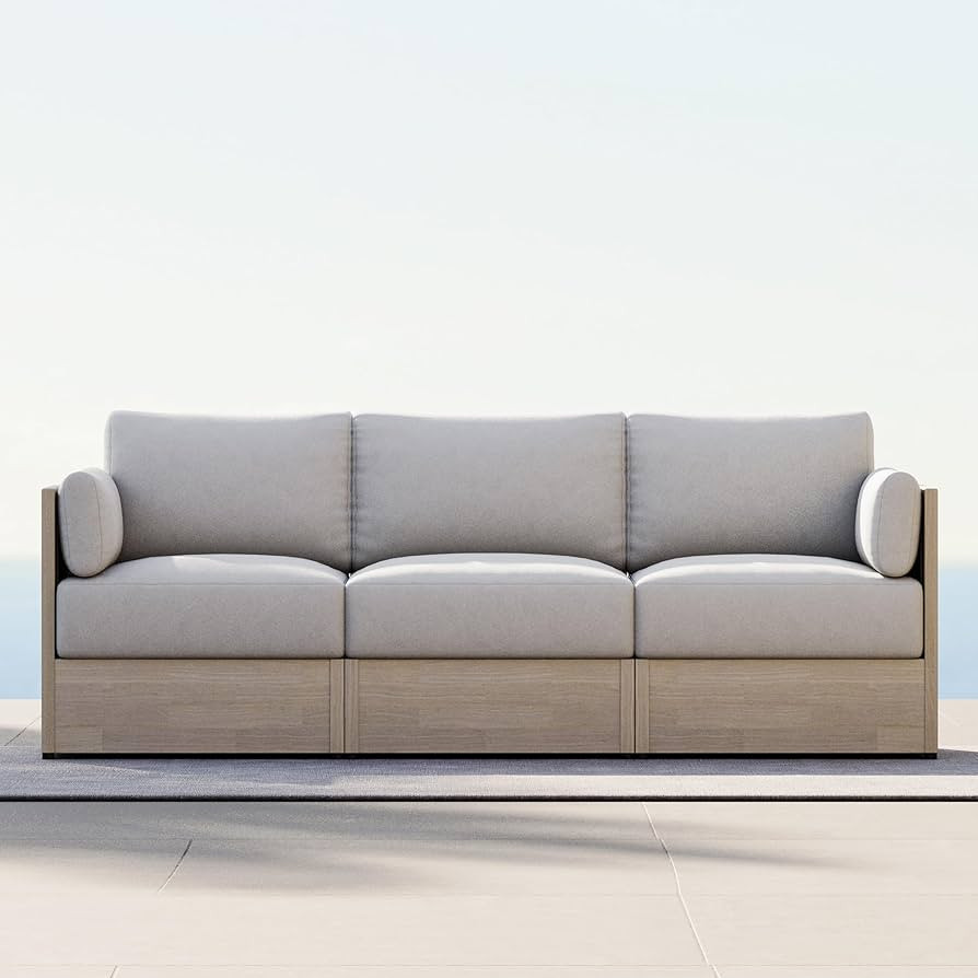 CHITA Modular Acacia Outdoor 3-Seater Sofa, Patio Furniture with 7.3in Thick High-Resilient Cushi... | Amazon (US)