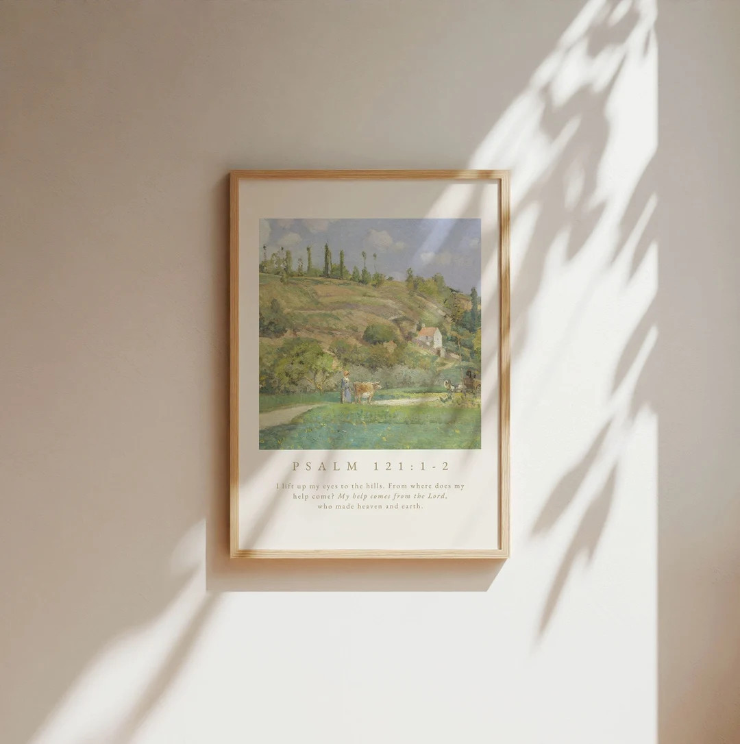 Psalm 121:1-2, Vintage Countryside Wall Print, Christian Home Decor Wall Art, Digital Download Wa... | Etsy (US)