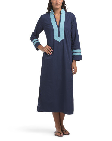 Long Sleeve Resort Caftan For Women, Cotton | TJ Maxx