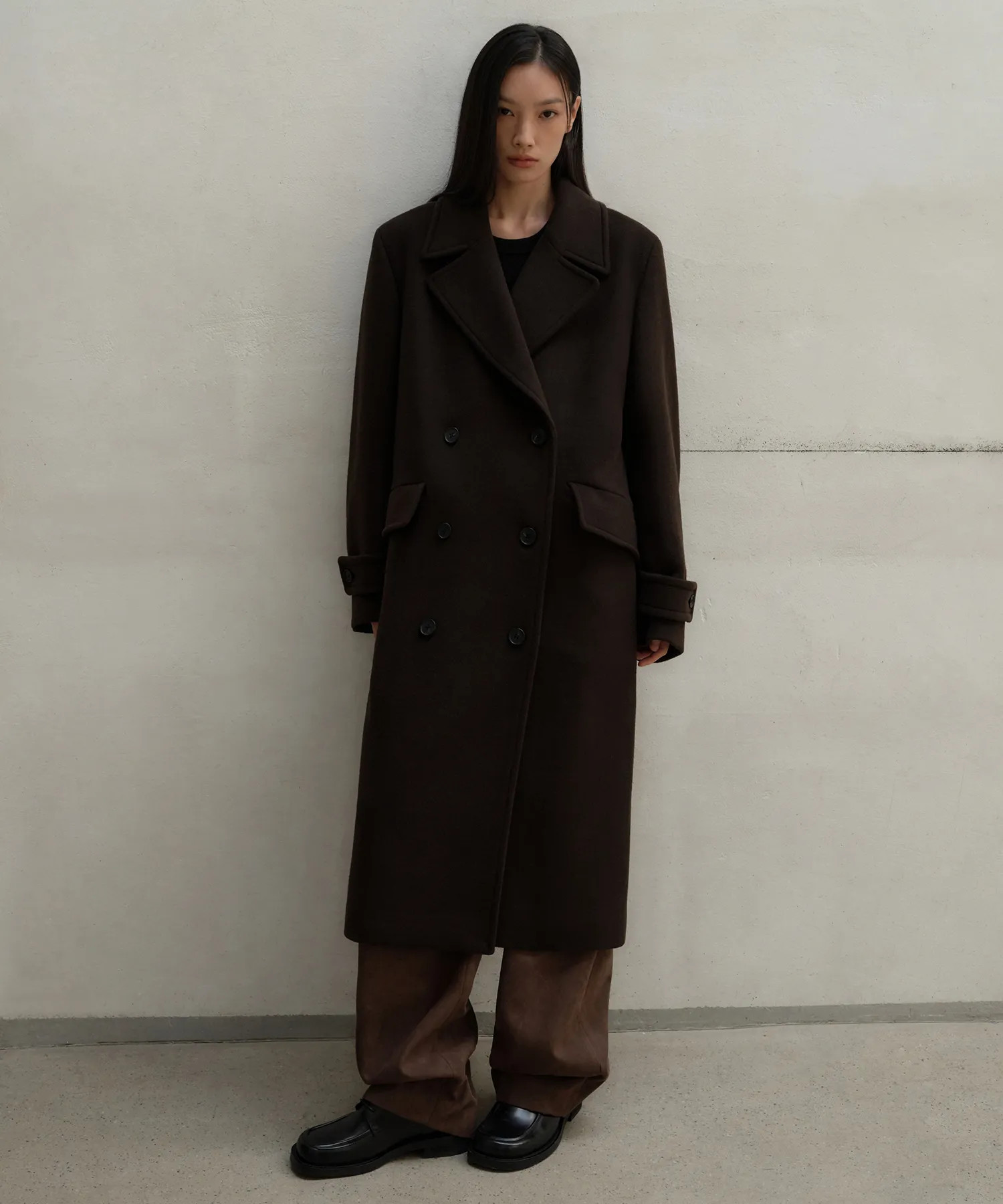 MUSINSA | MUSINSA STANDARD WOMAN Women's Cashmere Blend Over-the-Shoulder Trench Coat [Dark Brown... | Musinsa Global