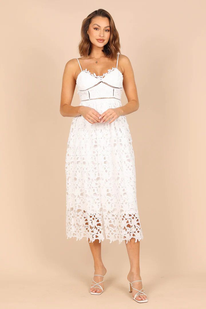 Francheshca Midi Lace Dress - White Lace | Spring White Dress | Petal & Pup (US)