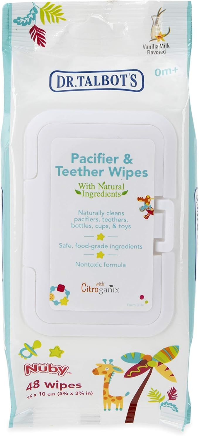 Dr. Talbot’s Pacifier and Teether Wipes Naturally Inspired with Citroganix, Vanilla Milk, 48 Co... | Amazon (US)