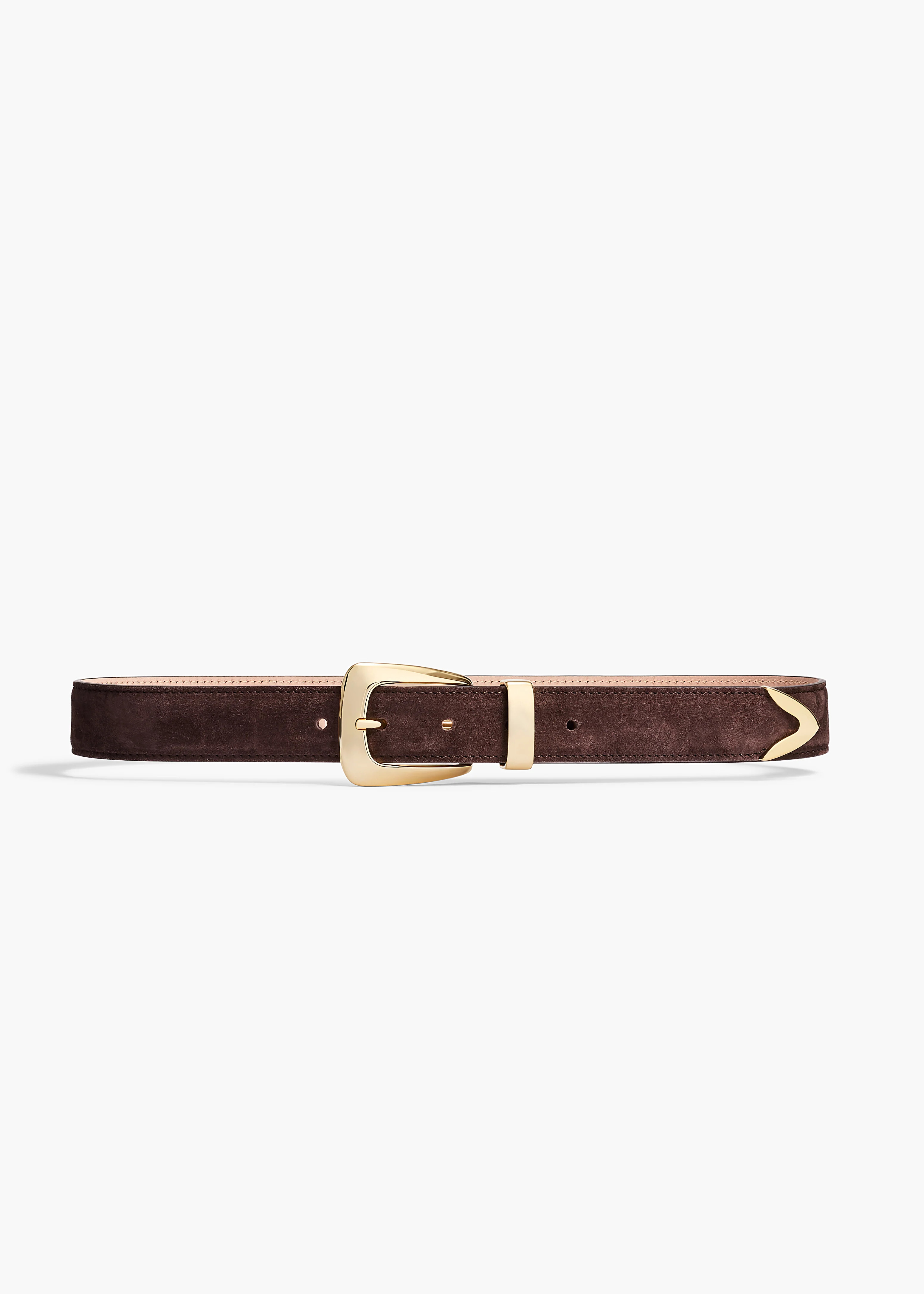 Benny Belt in Coffee Suede with Gold | Khaite