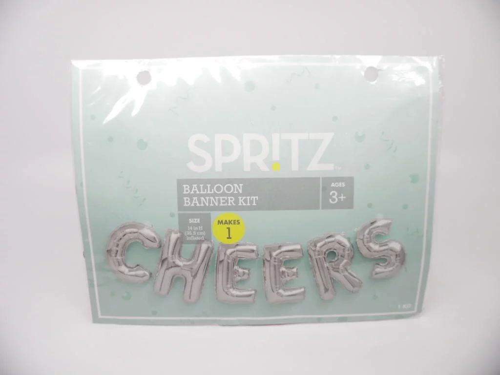 Spritz 'Cheers' Foil Balloon Banner Kit 14" - Silver - Ages 3+ - Walmart.com | Walmart (US)