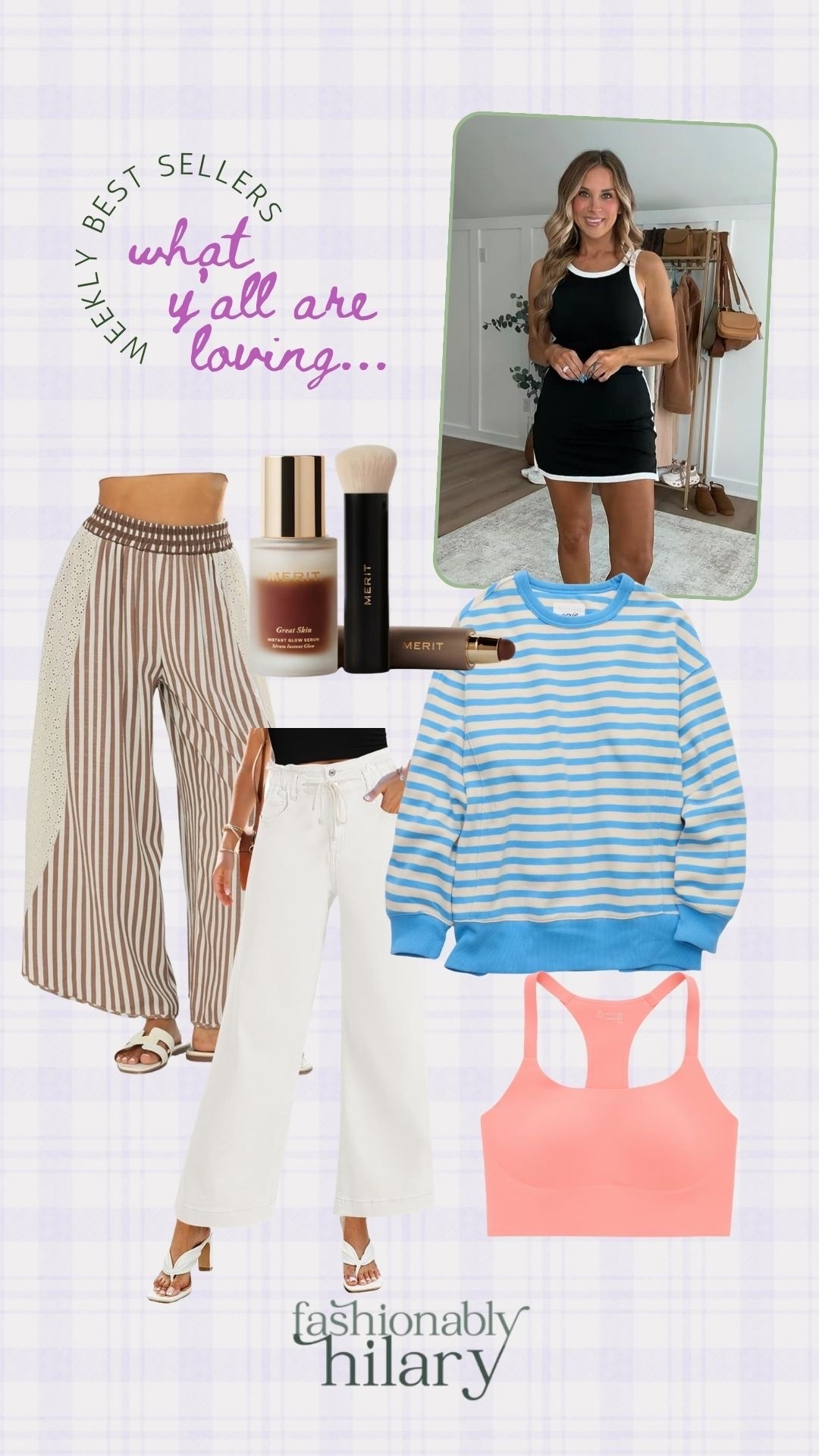 I rounded up the best sellers of the week and some of these are on amazing sales!
Amazon: viral black & white tennis skort, striped pants with lace accents
Merit: my go-to everyday makeup 
Aerie: the cutest blue and white striped sweatshirt (only $25) and coral sports bra (40% off)

#LTKSeasonal #LTKSaleAlert #LTKMidsize
