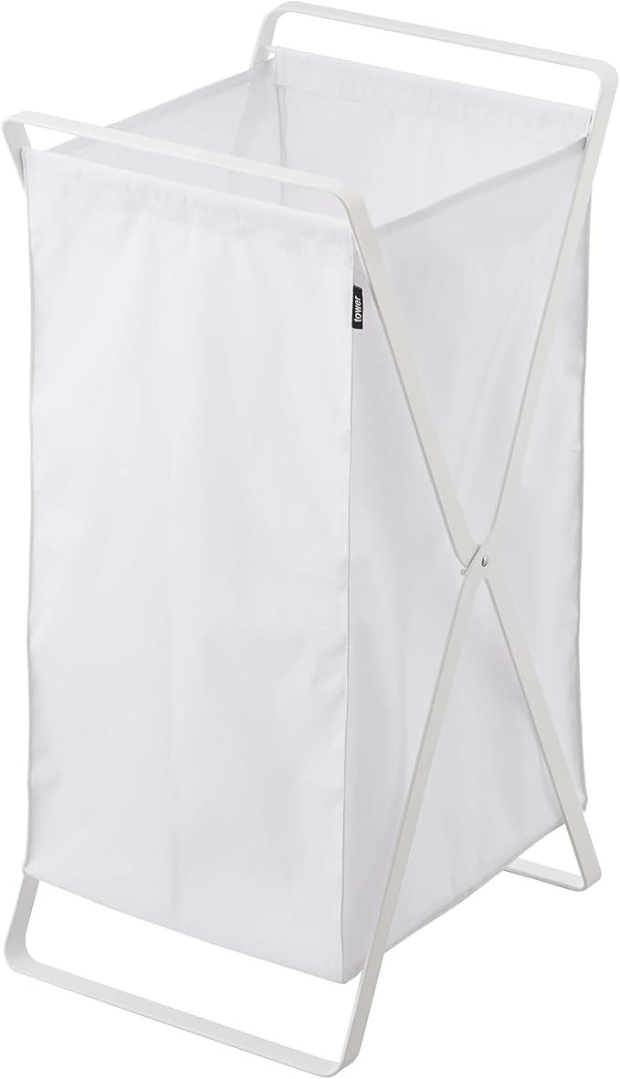 Yamazaki Home Laundry Basket - Foldable Storage Hamper Organizer Steel One Size White | Amazon (US)